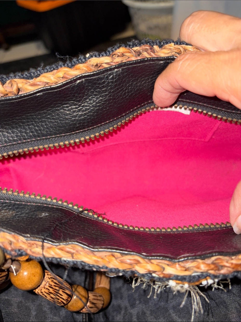 Mary Francis Wicker Beaded Shoulder Bag, 13x5x3 - Picture 4 of 10